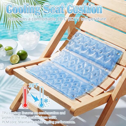SiliFine 2 Pack Cooling Seat Cushion Reusable Pcm Cooling Pad No Condensation Foldable Portable Ice Mat Gift for Women Men Car Seats Office Chairs Bed Wheelchair Camping Travel(Blue, 15.7" x 11.8")