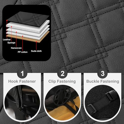 Luxury PU Leather Car Seat Covers Front Set - Anti-Stain Waterproof Automotive Seat Covers for Cars - Universal Car Interior Covers Seat Protectors for SUVs Pick-up Trucks(Black)
