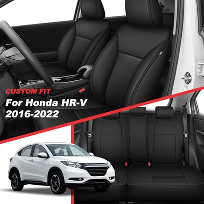 TTX LIGHTING Car Seat Covers for Honda HR-V 2016-2022,Custom Fit Seat Covers for HR-V 5 Seats Waterproof Full Set Breathable Faux Leather Custom Fit Car Protector Cushion Accessories - size: 10.HR-V 2016-2022 5 Seat Full Set