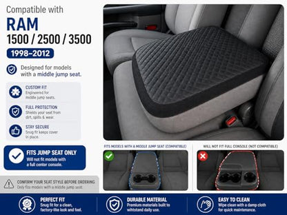 it's us Center Console Armrest Cover for Dodge Ram 1500 2500 3500 (1998–2012) – Factory Jump Seat Only – Synthetic Leather Slip-On Cover, Scratch & Dirt Resistant