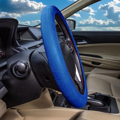 FH Group Universal Fit Silicone Snake Pattern with Massaging Grip Dark Steering Wheel Cover fits most Cars, SUVs, Trucks, and Vans Dark Blue - color: Dark blue