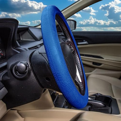FH Group Universal Fit Silicone Snake Pattern with Massaging Grip Dark Steering Wheel Cover fits most Cars, SUVs, Trucks, and Vans Dark Blue - color: Dark blue