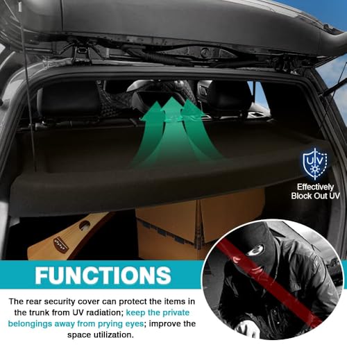 Powerty Cargo Cover for 2015-2019 VW Golf MK7 GTI Trunk Cover Trunk Shielding Shade Cargo Luggage Cover for Volkswagen Golf MK7 GTI Accessories(Can Withstand The Load) - size: 2015-2019 | VW Golf MK7 Gti
