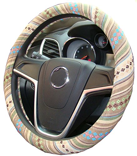 2016 Style Coarse Flax Cloth Automotive Steering Wheel Cover Anti Slip and Sweat Absorption Auto Car Wrap Cover (A) - color: A, size: 14.5 - 15 inches