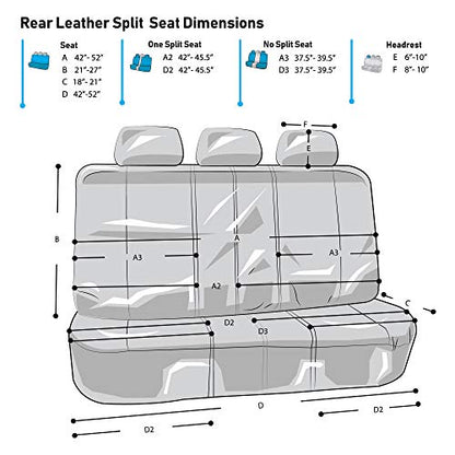 FH Group Highest Grade Faux Leather Split Bench Seat Cover, Rear Set – Universal Fit for Cars Trucks & SUVs (Blue/Black) PU008013 - color: Blue, size: Rear Set