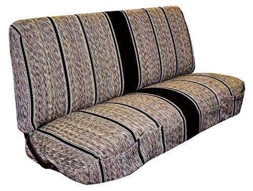 Universal Baja Saddle Blanket Bench Full Size Seat Cover Fits Ford, Chevrolet, Dodge, and Full Size Pickup Trucks (Black) - color: Black