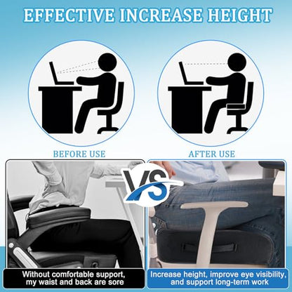 MINUPWELL 6" Extra Thick Office Chair Cushion, 2 Layers Memory Foam Adult Booster Seat Cushion, Thick Wheelchair Cushions, Thick Adult Booster seat Chair Cushion for Car Seat - 18x16x6in -（Black）