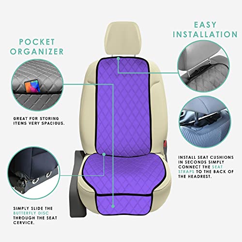FH Group Car Seat Cushion – Neosupreme Single Front Seat Cover with Front Pockets, Airbag Compatible, Universal Fit Car Seat Cushion for Driver or Passenger Seat, SUV, Truck, Sedan & Van – Purple - color: Purple, style: Front