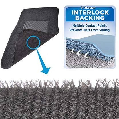 Motor Trend Premium Inter-Lock Backing Carpet Car Floor Mats - Front & Rear, Thick & Durable Auto Protection, Fits Most Cars Truck SUV Coupe Sedan - color: Black