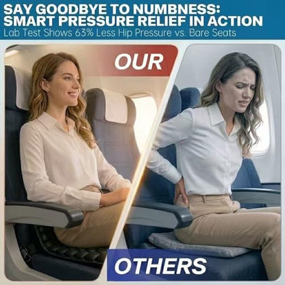 Travel Cushion - 3D Inflatable Pressure Relief Airplane Seat Cushion for Long Flights, Sciatica & Tailbone Pain Relief, Portable Foldable for Car, Office, Wheelchair