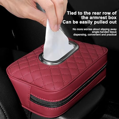 Car Tissue Holder, Extra Large Capacity car Tissue Box can Hold 130-180 tissues per Box, Size: 7.9"x5.1"x2.4"