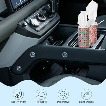 Carson Works Car Tissues Holder 4 Packs Round Car Tissues Cylinder Fit for Car Cup Holder, Home Small Tissue Dispenser with Facial Tissues for Travel Car Bathroom Office - color: Ct-2