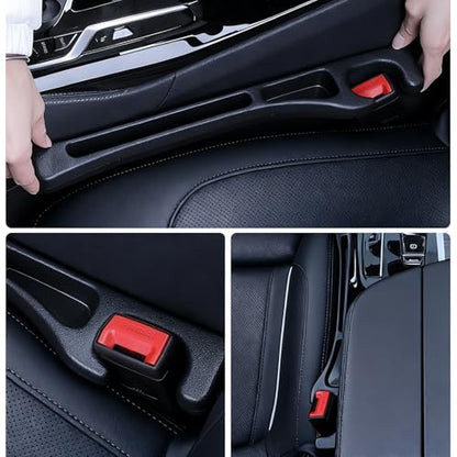 2-in-1 Car Seat Gap Filler Organizer & Car Coasters for Cup Holders Set,New Cars Seat Gap Plug with Storage Slot,Universal in Between Cars Seats Catcher Fit for Trucks SUVs