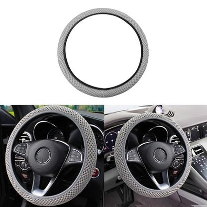 Elastic Stretch Car Steering Wheel Cover, Comfortable Steering Wheel Cover Universal for 14.5-15 Inch, Warm in Winter & Cool in Summer, Anti-Slip Breathable Ice Silk (Gray) - color: Gray