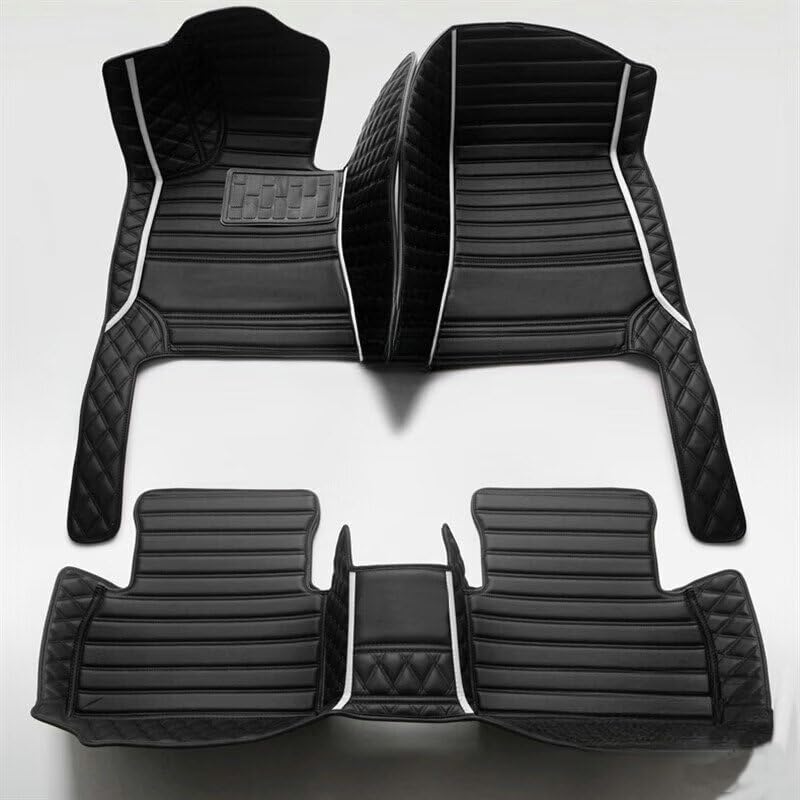 Custom Artificial Leather Waterproof All-Weather Car Floor Mats Fit for 99% Sedan SUV Sports Car Vehicle Car Mat (Black White bar) - color: Black white bar