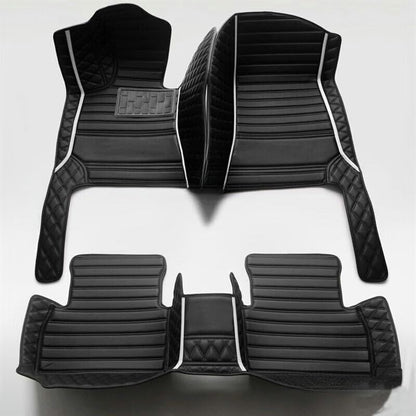 Custom Artificial Leather Waterproof All-Weather Car Floor Mats Fit for 99% Sedan SUV Sports Car Vehicle Car Mat (Black White bar) - color: Black white bar