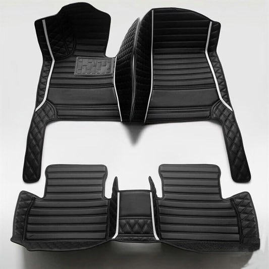 Custom Artificial Leather Waterproof All-Weather Car Floor Mats Fit for 99% Sedan SUV Sports Car Vehicle Car Mat (Black White bar) - color: Black white bar