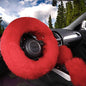 Yontree Fashion Fluffy Steering Wheel Covers for Women/Girls/Ladies Australia Pure Wool 15 Inch 1 Set 3 Pcs (Red) - color: Red, size: Long Wool