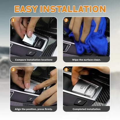 Silver Chromed Electronic Parking Brake Handbrake Switch Button Cover Compatible with BMW 5 6 7 Series F10 F07 F12 F01 handbrake Button Cover Patch Compatible with BMW Accessories - color: Silver Start Cover(for F10)
