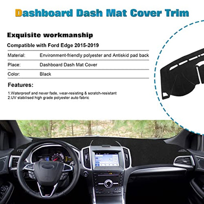 x xotic tech Center Console Dashboard Mat Pre-Cut Non-Slip Sunshield Sun Glare Protector Dash Carpet Pad Black Cover Compatible with Ford Edge 2015 2016 2017 2018 2019 2020 2021 2022 2023 2024 2025 - color: Compatible with Edge 2015-2019