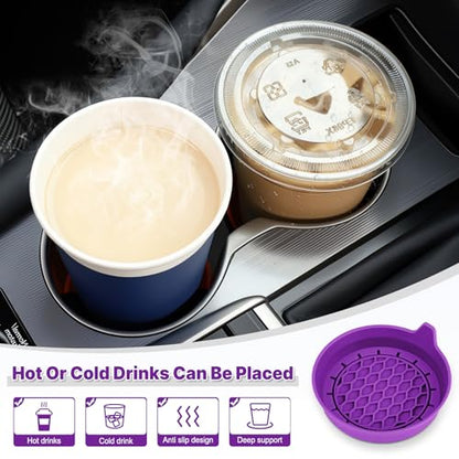 SINGARO Car Cup Holder Coaster, Silicone Cup Holder Insert, Universal Non-Slip Cup Holders, Car Accessories Interior for Women and Man 4 Pack Purple - color: Deep Purple