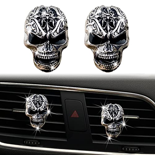 2 Pcs Cute Skull Vent Clips, Skull Head Car Air Fresheners, Car Interior Decor - color: Skull
