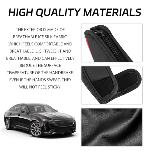 Car Shift Handle Transmission Knob Cover Accessories, Eco-Leather Car Shift Cover, Center Console Magic Tape Gear Lever Protector Universal for Most Cars(Black+Red)
