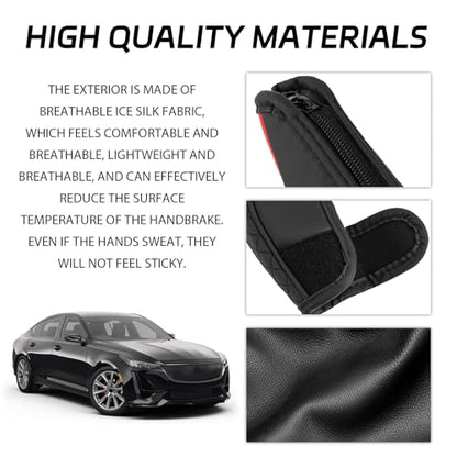 Car Shift Handle Transmission Knob Cover Accessories, Eco-Leather Car Shift Cover, Center Console Magic Tape Gear Lever Protector Universal for Most Cars(Black+Red)