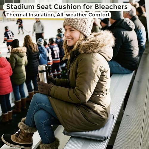 2-Pack Self-Inflating Seat Cushion, 16x13 inches Portable Foam Sit Pad with Adjustable Firmness for Airplane Travel, Long Flights, Stadium Bleachers, Hiking, Camping & Office Chairs - Gray