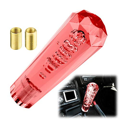 EZAUTO WRAP Shift Knob Stick Crystal Transparent Bubble Red Throw Gear Shifter 15cm - color: Red, size: 15cm