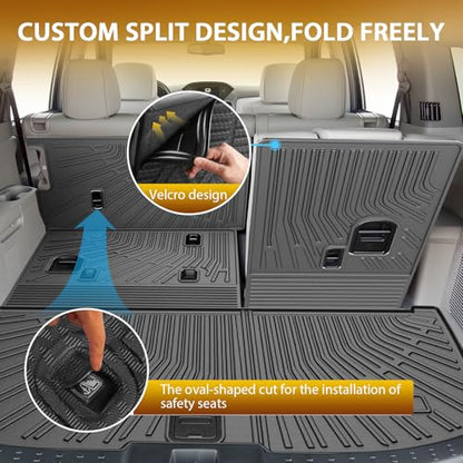 Powerty Cargo Mats with Backrest Mat for Honda Pilot 2009-2015 Accessories, All Weather TPE Cargo Trunk Liners with Seat Back Mat Replacement for Pilot (Trunk Mat+Backrest Mat) - size: Cargo+Backrest Mat｜For｜09-15｜Honda Pilot