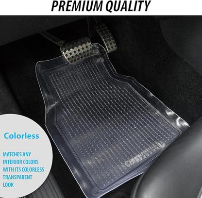 ZONETECH All Weather Full Rubber Clear Car Interior Floor Mats – 4-Piece Set Clear Heavy Duty Car Interior Floor Mats (2 Pack) - size: 2 PACK