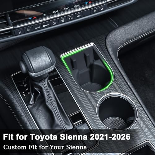 TOPINSTALL 2-in-1 Cup Holder with Phone Mount for 2021-2026 Toyota Sienna, Center Console Silicone Cup Holder Insert, Non-Slip, Dustproof, Waterproof, Anti-Noise, Car Interior Accessories for Sienna