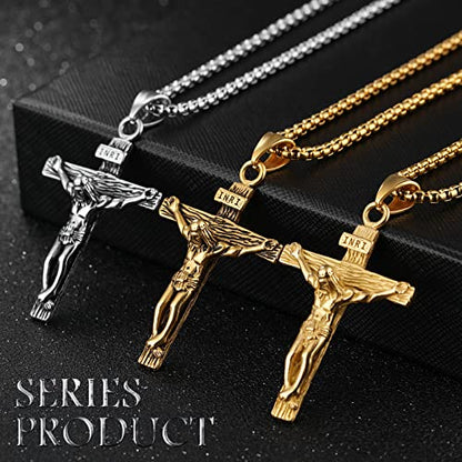 Cross Pendant for Car Rearview Mirror Charm Jesus Cross Necklace Jewelry Men Auto Interior Car Decor Crucifix Christian Religious Gift (Bronze)