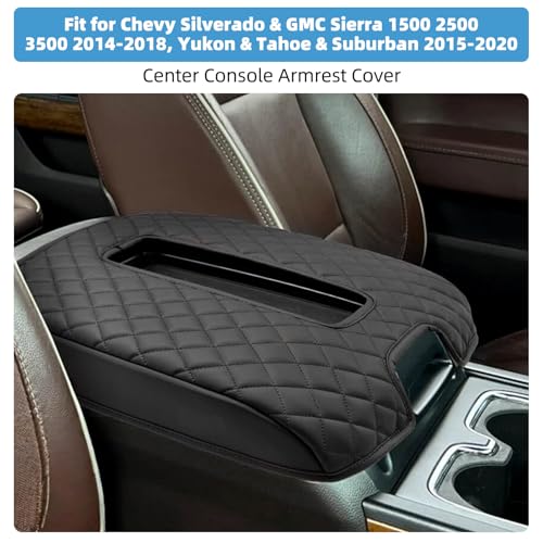 Center Console Armrest Cover Compatible with Chevy Silverado and Fit for GMC Sierra 1500 2500 3500 2014-2018,and Fit for Yukon/Tahoe/Suburban 2015-2020(for Bucket Seat Only) - size: Compatible with Silverado 2014-2018