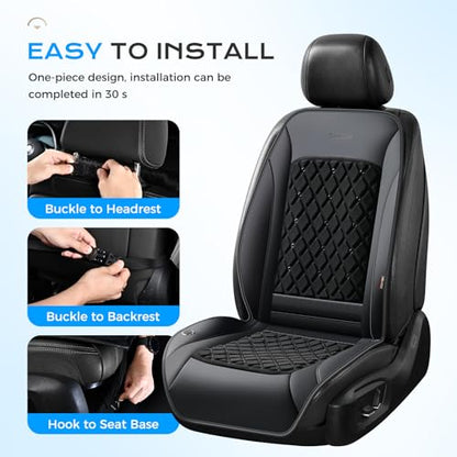 Coverado Upgraded Cooling Car Seat Cover Front Seat, 12V-24V Ventilated Cooling Seat Cover 3 Adjustable Wind Speeds Long Lasting Coolness Summer Driving Universal Fit for Car SUV Truck, Classic Black - color: Black-a