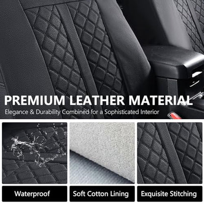 Truckiipa Tacoma Leather Car Seat Covers Full Set Truck Seat Covers Cushion Fit for 2016-2023 Toyota Tacoma Double Crew Cab, Full Set, Black - color: Full Set/Black, size: Tacoma 2016-2023
