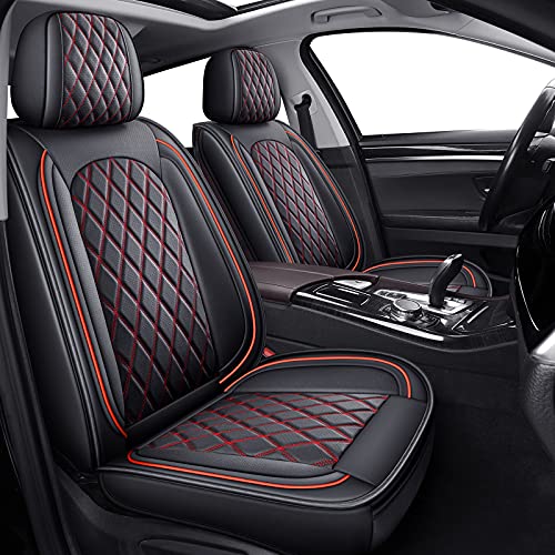 Front Seat Covers for Car, Car Seat Covers Waterproof Car Seat Protectors Automotive Seat Covers Vehicle Cushion Cover Breathable Fit for Most Sedan, Truck and SUV (Black and Red,2PCS) - color: Black Red, size: 2PCS Front
