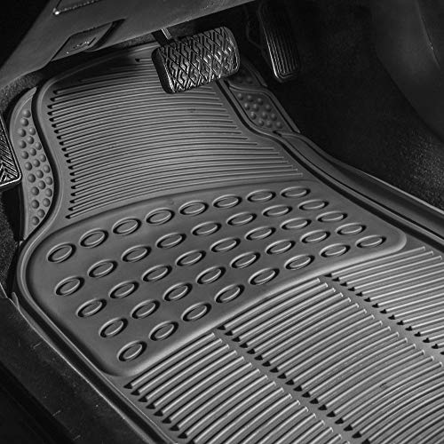 FH Group Climaproof™ Trimmable Non-Slip Vinyl Floor Mats Full Set - Universal Fit for Cars Trucks and SUVs (Gray) F11306 + F16400 - color: Gray, size: Universal, style: Combo Set