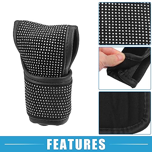 Universal Car Handbrake Cover Bling Rhinestone Gear Shift Knob Decoration Cover Flannel Rhinestone White (Set of 2) - color: White