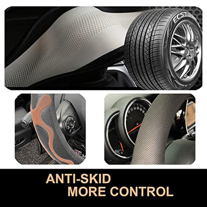 PINCTROT XL Size 17.5-18 Inch Comfy Grip Steering Wheel Cover for Semi Truck, Fits RV, Big Rig Trucker, 18 Wheeler and Classic Cars, Anti-Slip Design 17.5-18 Inch(Silicone Brown) - color: 8.Brown, size: Extra Large Size[17 1/2''-18'']