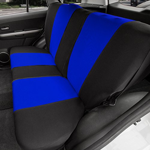 FH Group Full Cover Rear Bench Car Seat Cover – Universal Fit, Split Bench Design with Zipper, Compatible with 60/40 & 40/60 Split Seats, SUV & Van – Blue - color: Blue, style: Rear Set