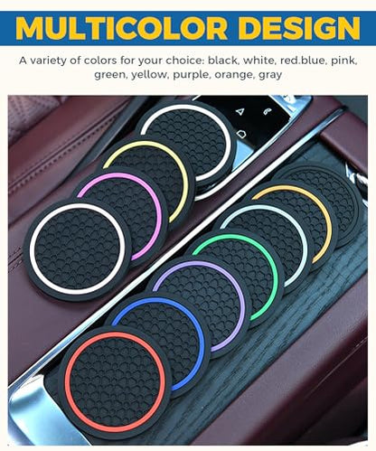 4PCS Car Coasters, Car Accessories Interior, 2.75 Inch Non-Slip Cup Holder Coasters for Most Vehicles (Black&Pink) - color: Black&pink