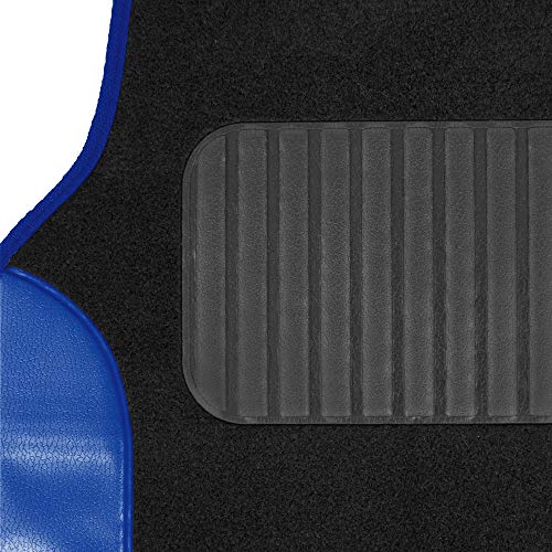 carXS Forza Series Blue Seat Covers Full Set Combo with Car Floor Mats – Front and Rear Bench Cover & Protector Set, Interior Covers for Auto Truck Van SUV