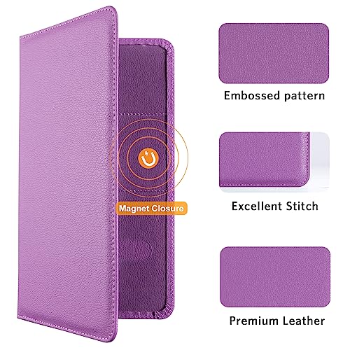 CoBak Car Registration and Insurance Holder - Vehicle Glove Box Car Organizer,Auto Truck Comparment Accessories Case with Magnetic Closure for Essential Document,Driver License,Cards - color: L-Pebbled Purple