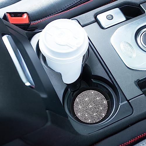 Car Cup Coaster Universal Non-Slip Cup Holders Bling Crystal Rhinestone Car Interior Accessories 4 Pack Black Whole Rhinestone - color: Black Whole Rhinestone, size: 4 Pack