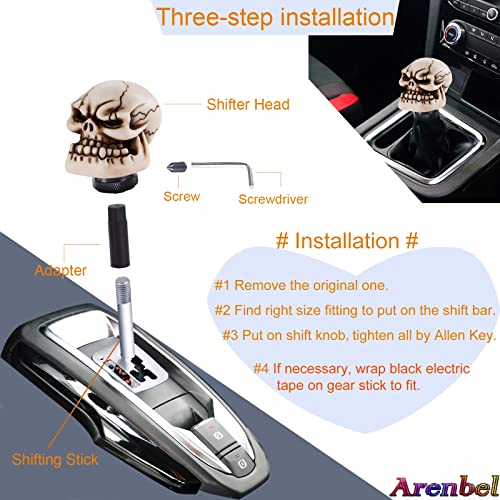 Skeleton Shifter Knobs Skull Gear Lever Handle Car Shift Head Fit Most Manual Automatic Transmission, Beige - color: Beige