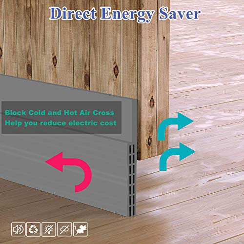 [New Upgrade] Huge Gap Door Draft Stopper, 3.4" W Widened Door Sweep Seal Gap Up to 1.8" for Interior & Exterior Doors - Keeping Draft, Noise, Dust and Unwanted Animals Out,3.4" W x 39" L,Grey - size: Grey