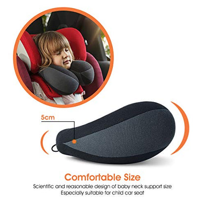 Kids Chin Supporting Travel Neck Pillow, Helps Support Head and Neck, Comfortably Designed for Head, Neck, and Chin Support - Ideal for Toddlers and Children,Black