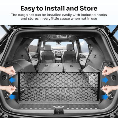 Canvcle Trunk Cargo Net for 2018-2025 2026 Chevy Equinox & GMC Terrain Accessories Envelope Style Mesh Trunk Net Organizer and Storage Stretchable Elastic Nylon Rear Cargo Netting with Hooks - style: for Chevy Equinox